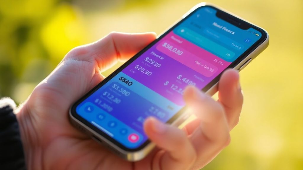 Smartphone displaying financial data with sunlight.