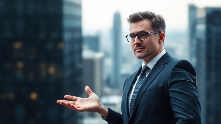 Fund manager overlooking a city