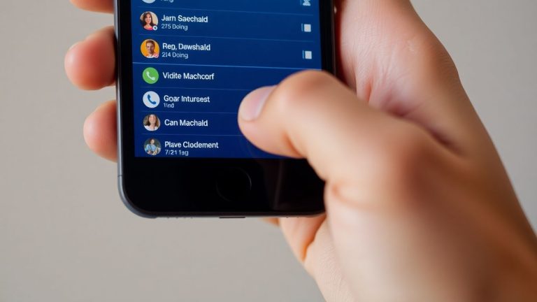 Smartphone screen with contact information and phone icon.
