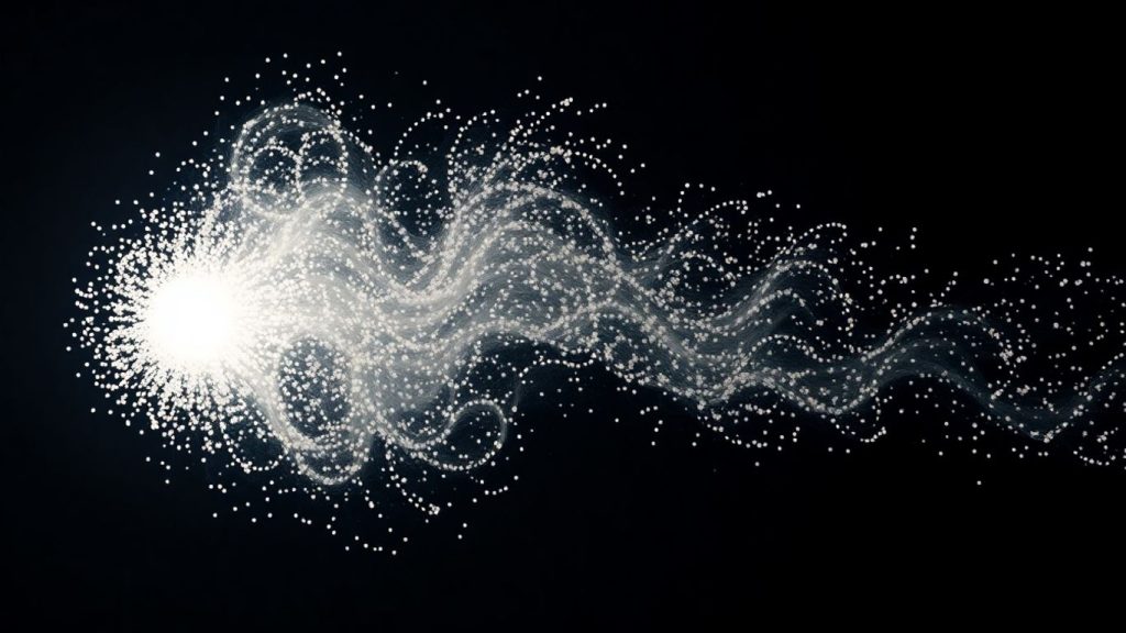 Swirling bright particles in motion.
