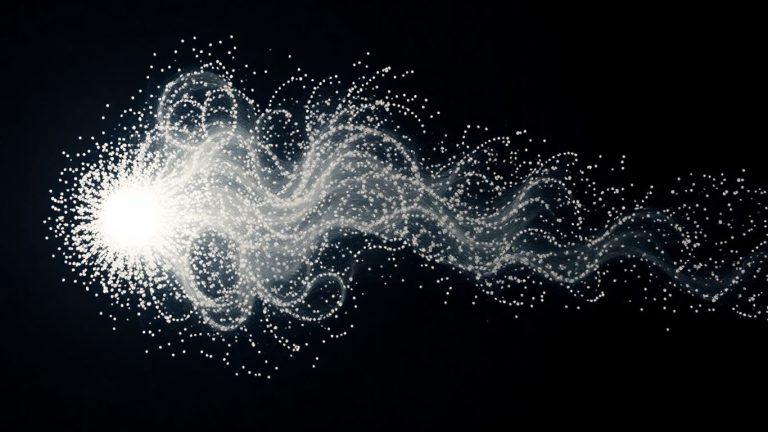 Swirling bright particles in motion.