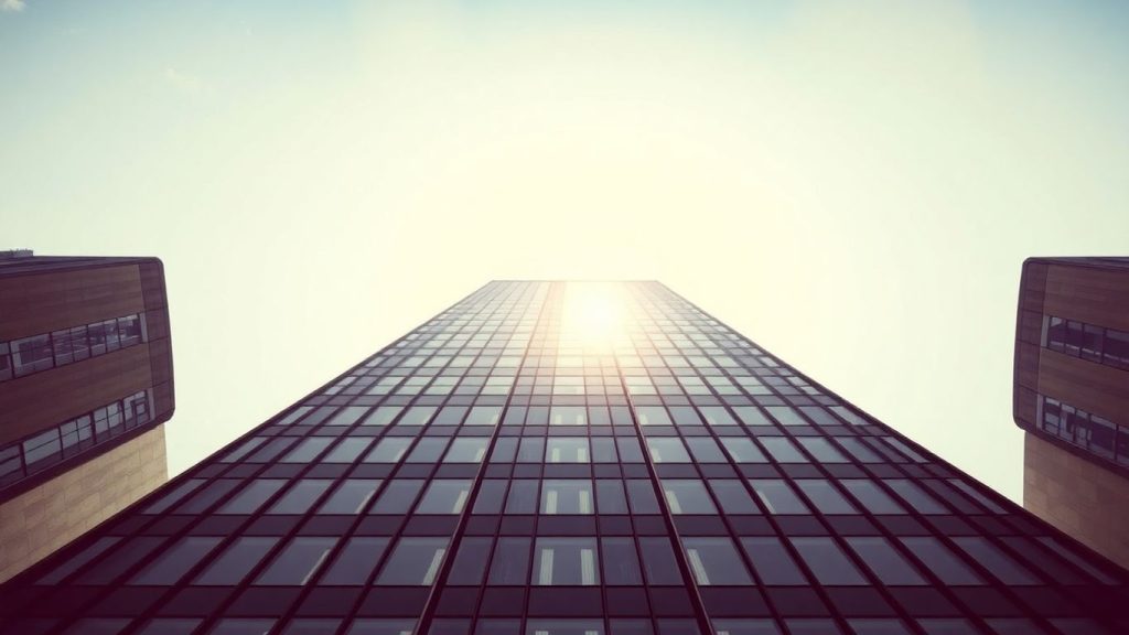 Barclays skyscraper against a clear blue sky.