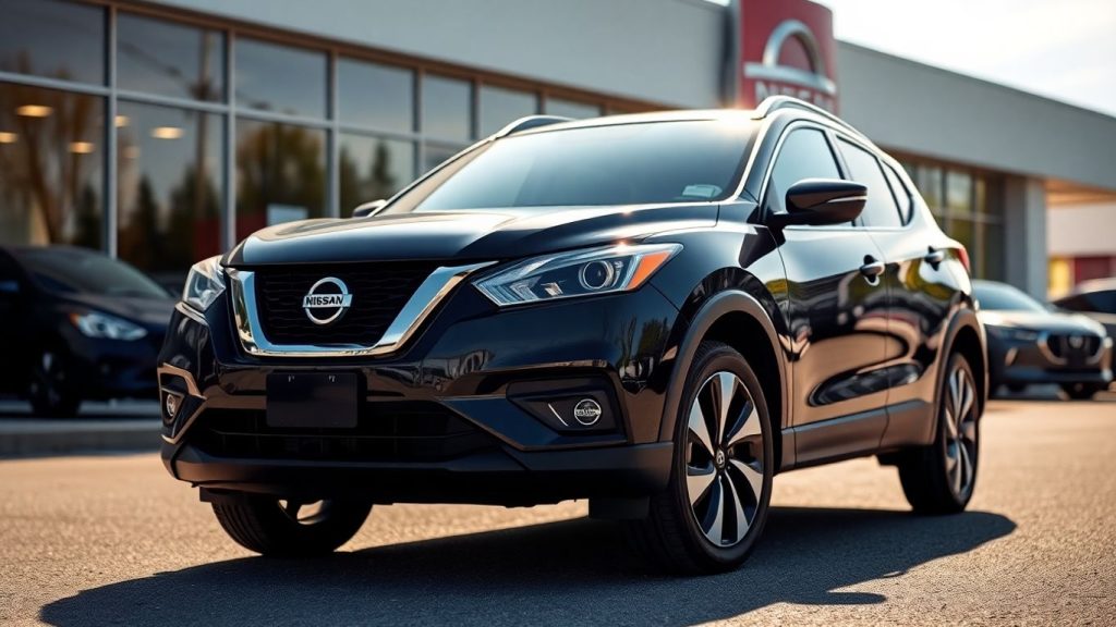 Nissan car at dealership, auto loan and lease guide