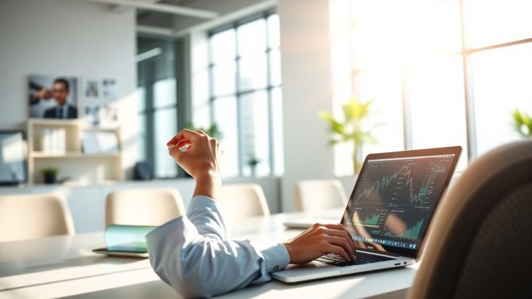 Financial management concepts visualized in a modern workspace.