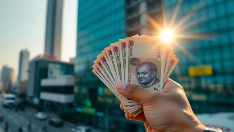 Pakistani Rupees and financial district background