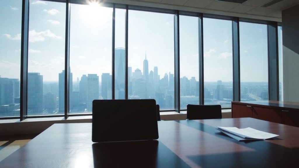 Modern office with city view