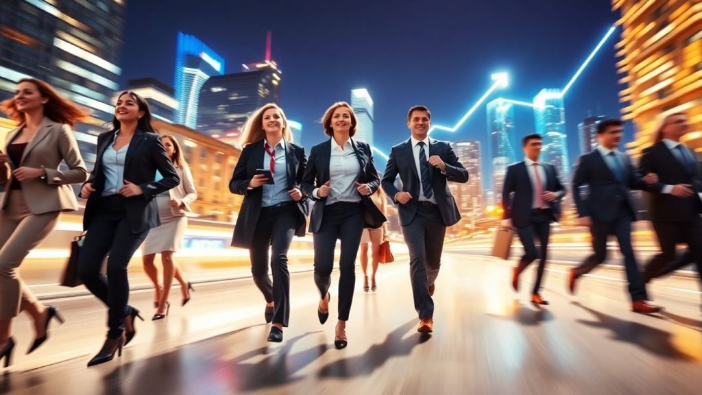 Fastest growing American businesses with energetic professionals and cityscapes.