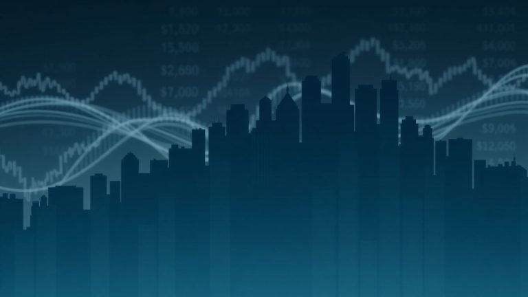 Abstract image of many buildings representing hedge funds.