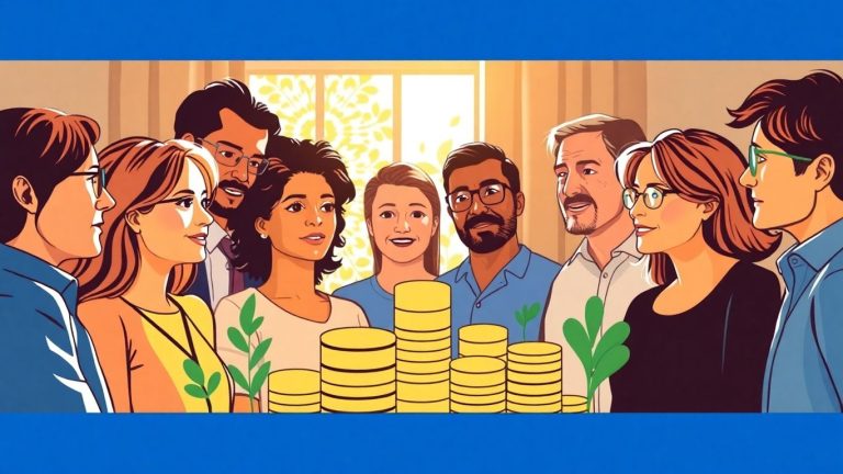 Investors looking at pooled financial assets illustration.