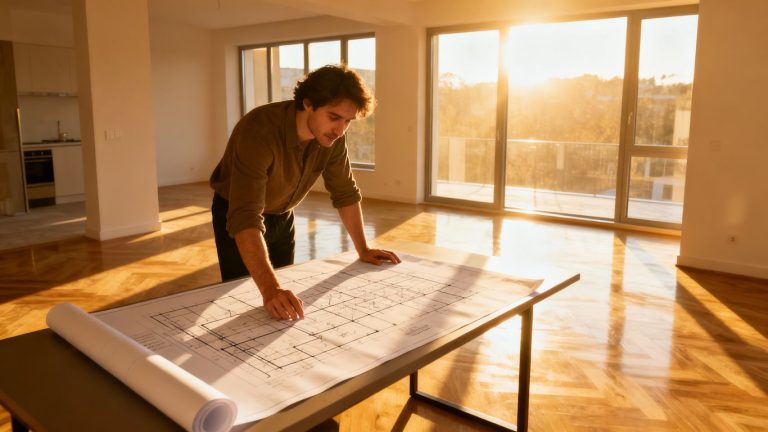 Person reviewing real estate investment plan.