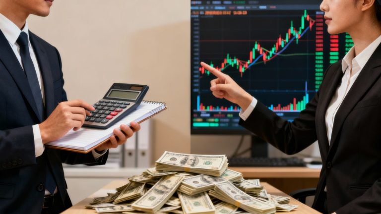 Accounting and finance professionals with money