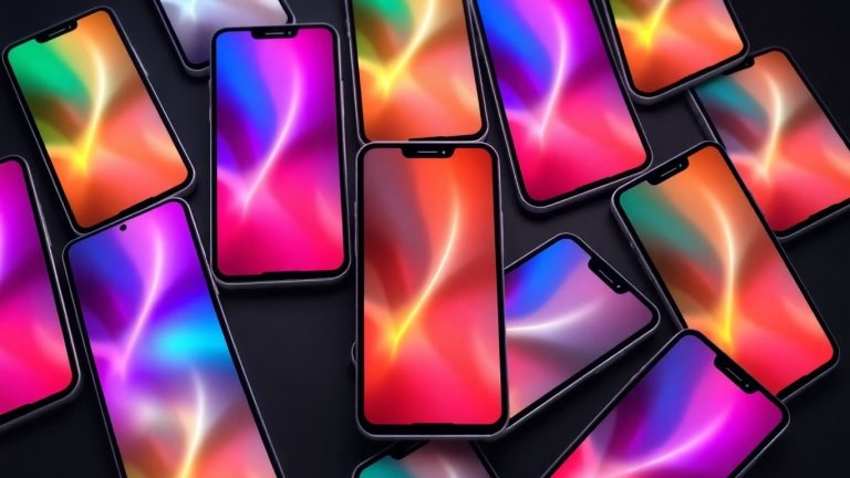 Android phones displaying financial data