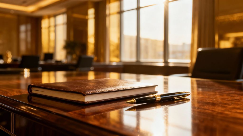 Hedge fund manager's luxurious office desk.