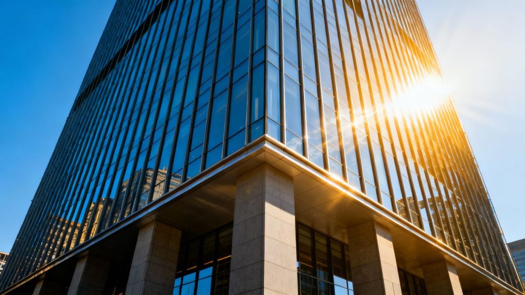 Bridgewater Associates headquarters exterior, modern glass building.