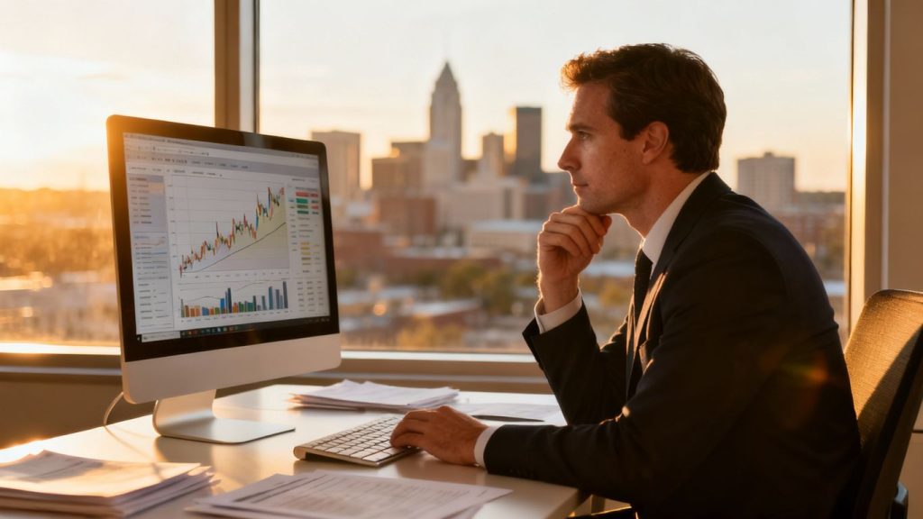 Finance analyst working in Des Moines office.