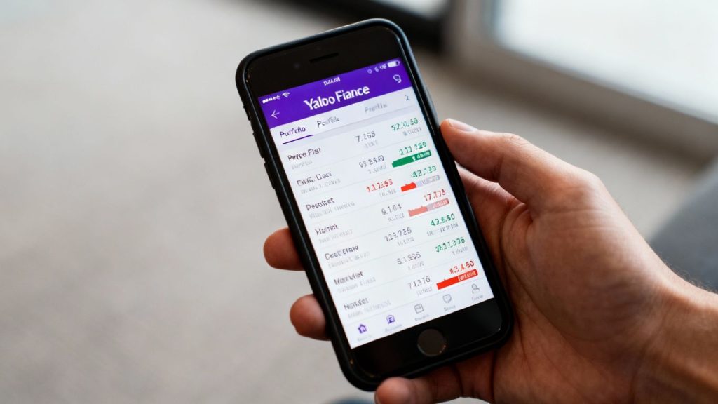 Yahoo Finance portfolio on a smartphone screen.