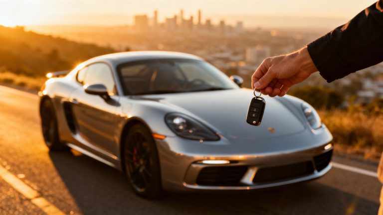 Shiny new car with keys, ready for a drive.