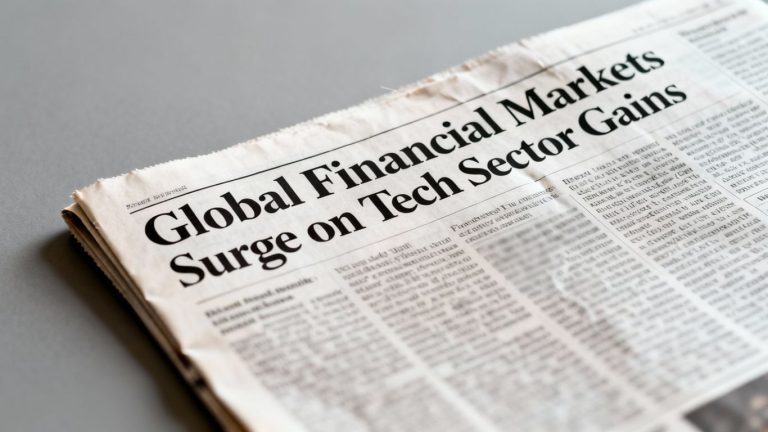 Newspaper headline about today's financial markets.