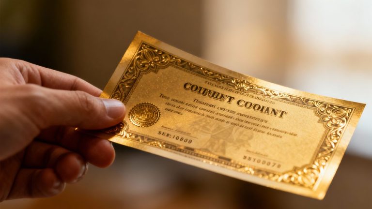 Gold bond certificate held in hand