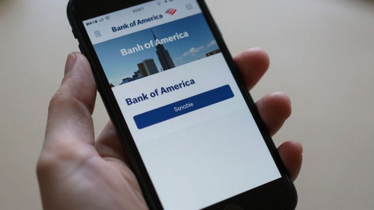 Bank of America personal login screen on a smartphone.