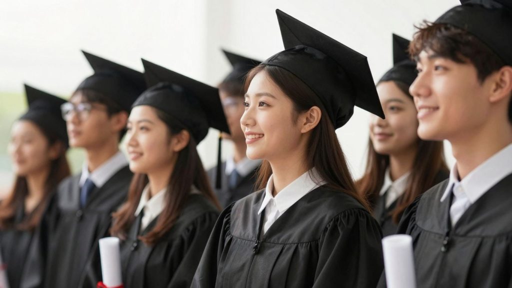 Students looking towards a bright future with financial aid.