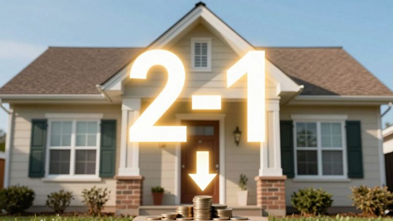 House with 2-1 buydown graphic and coins.