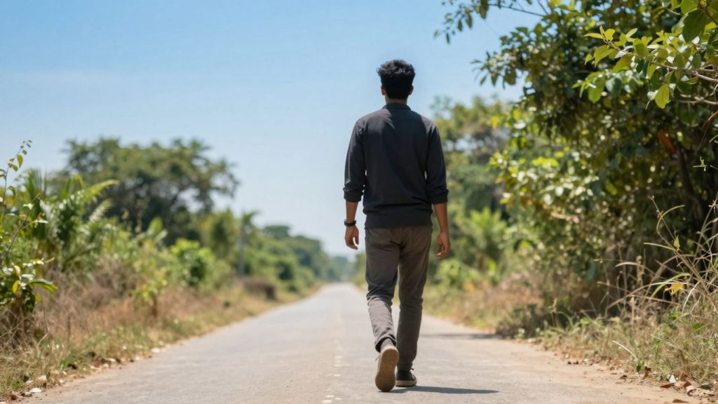 Path leading to a bright horizon, symbolizing hope.