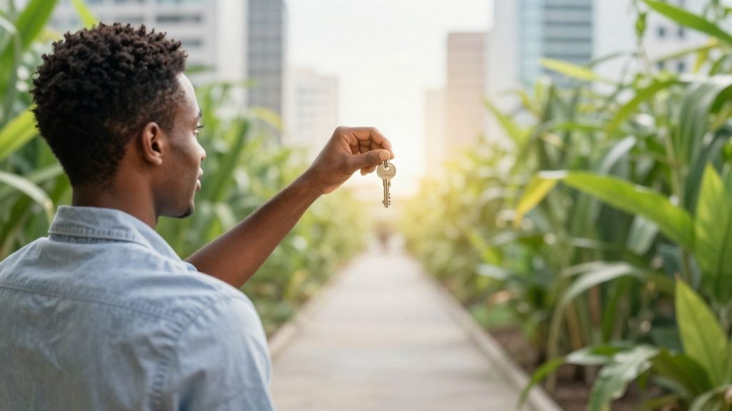 Person holding key to financial future