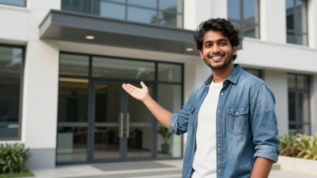 OneMain Financial branch exterior with a welcoming staff member.