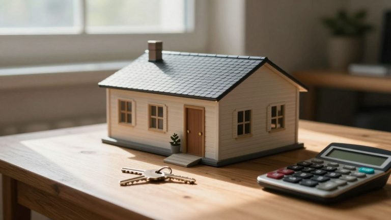 House, key, and calculator for home loan affordability.
