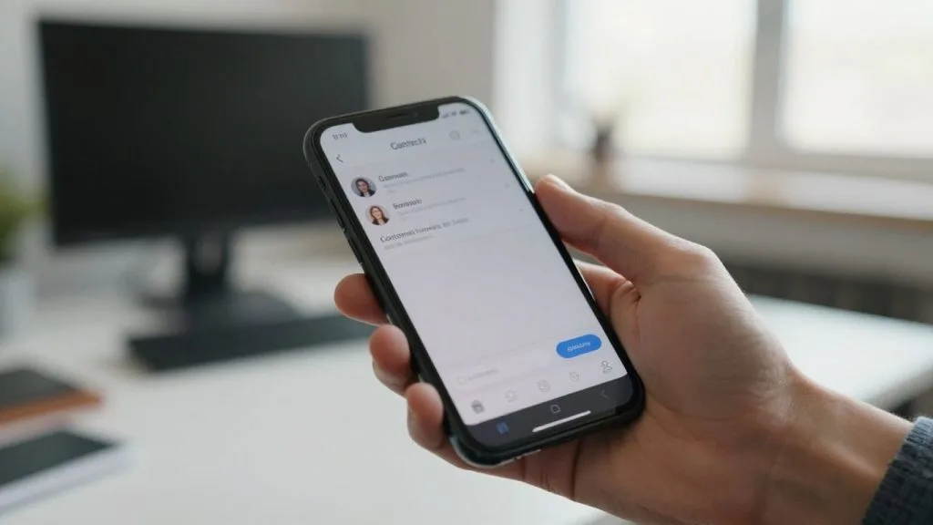 Contacting student loans company on a smartphone.