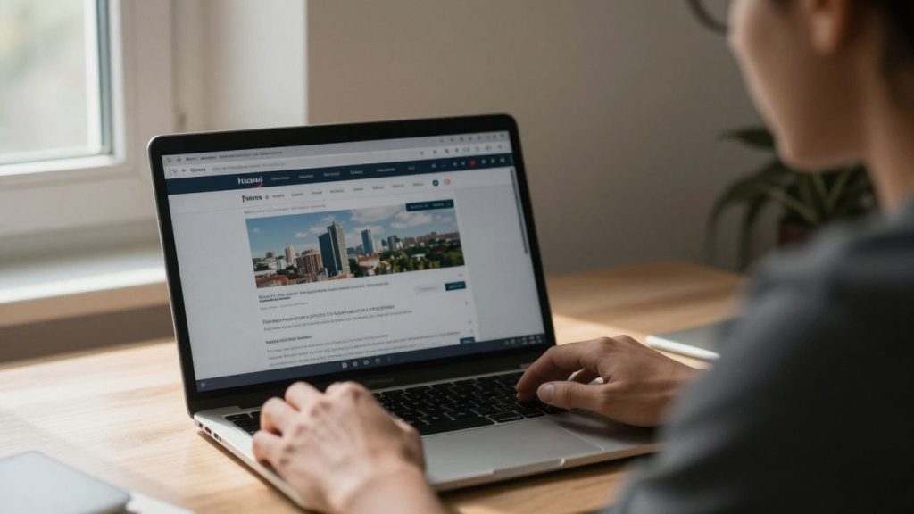 Student loan website navigation on a laptop.