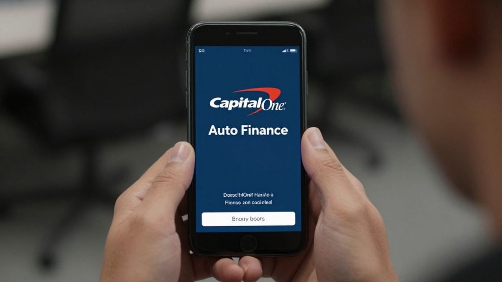Capital One Auto Finance phone number contact information on a smartphone.