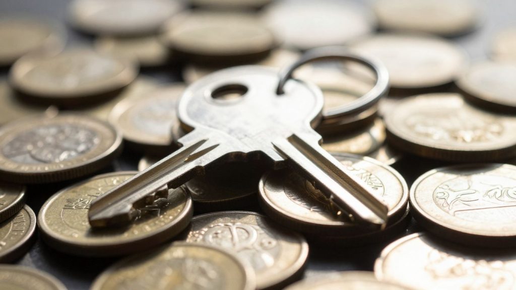House key on coins, home loan comparison