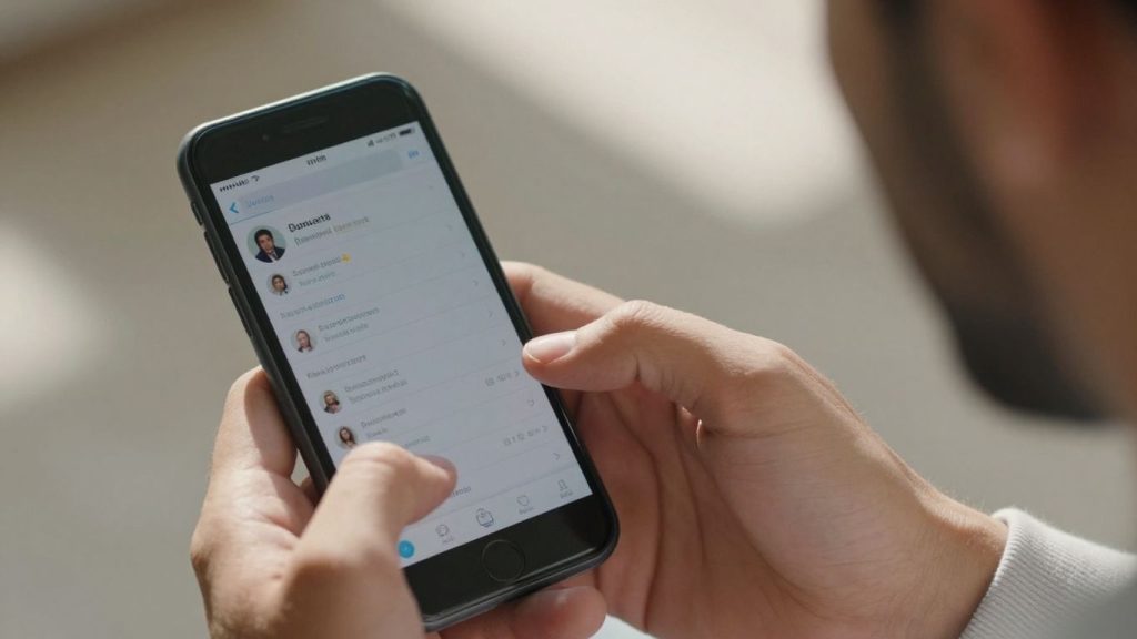 Person finding student loan company contact information on a phone.