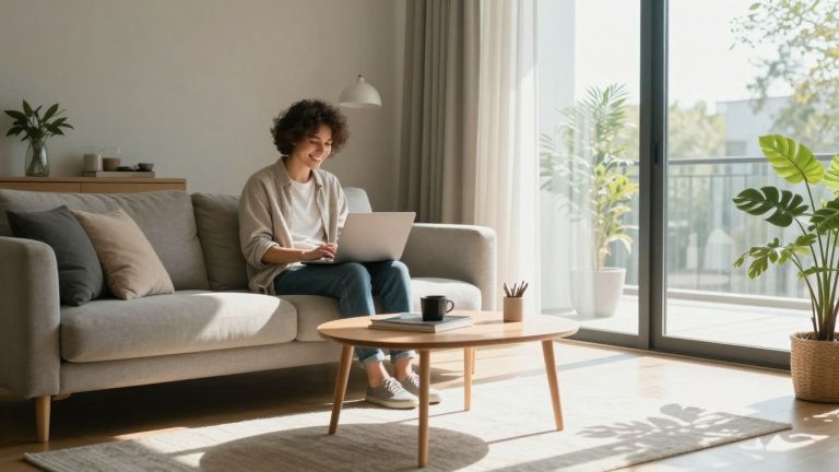 Homeowner using a laptop to calculate home equity loan.