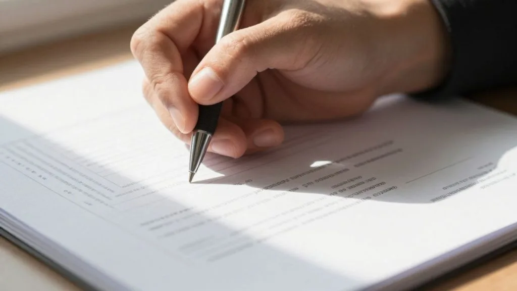 Hand filling out a financial aid form.