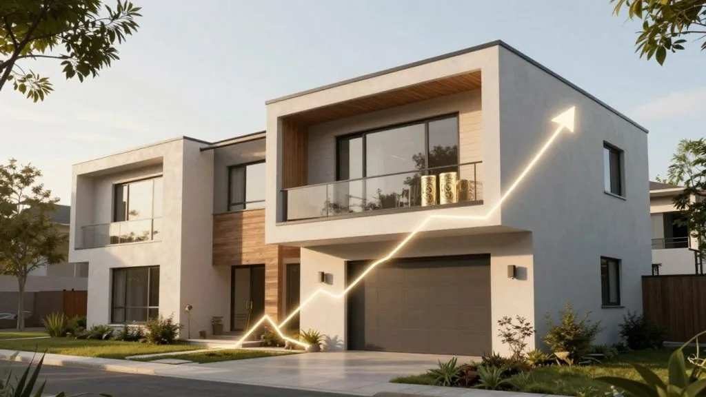 House with glowing equity line, financial potential