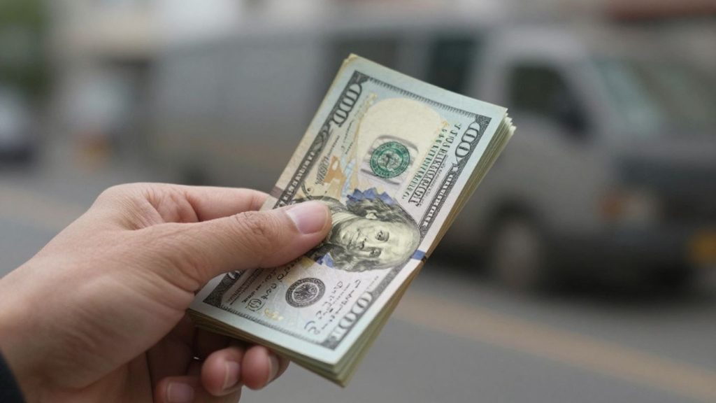 Hand holding cash, fast money concept.