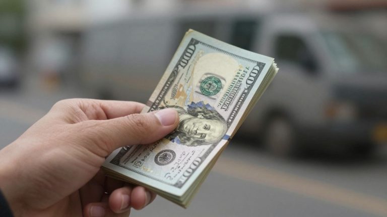 Hand holding cash, fast money concept.