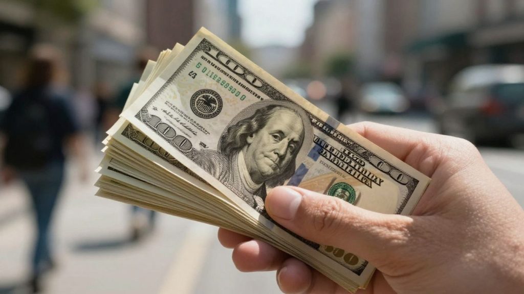 Hand holding cash, fast funding concept.