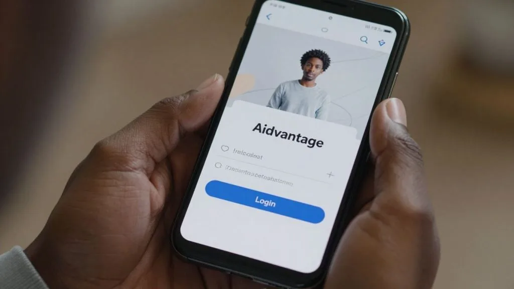 Aidvantage student aid login screen on a smartphone.