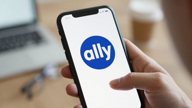 Ally Financial logo on a smartphone screen.