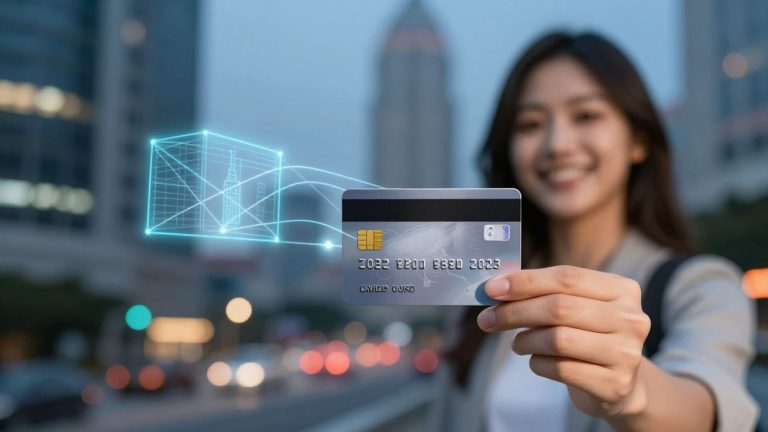 Person holding credit card, financial opportunity concept.