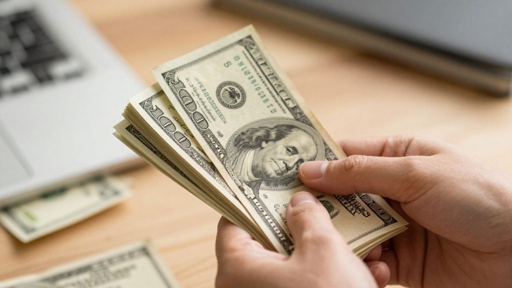 Hand holding money, tribal loans, direct lender