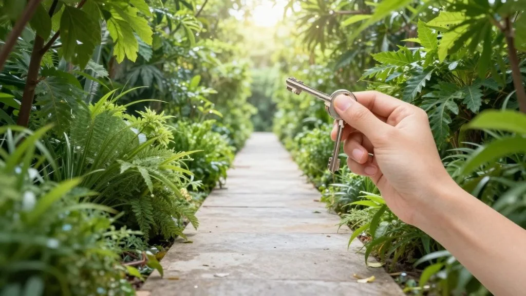 Person holding key, path to financial goals.