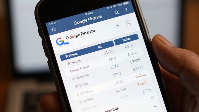 iPhone displaying Google Finance website