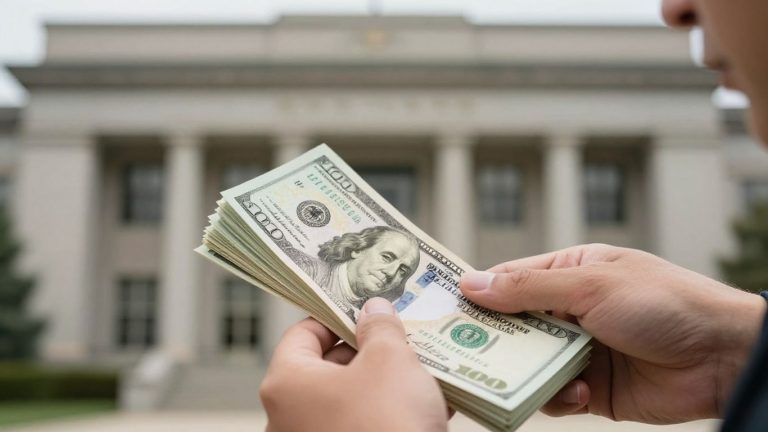 Federal employee with bills and loan offer.