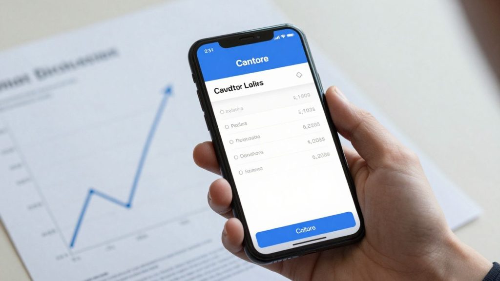 Personal loan calculator on a smartphone screen.