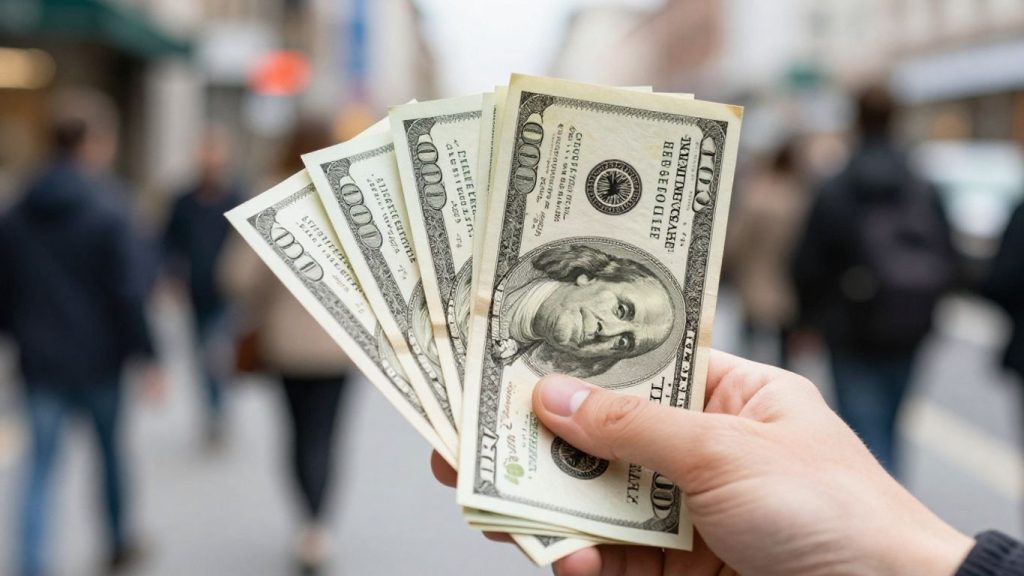 Hand holding cash, fast loan options